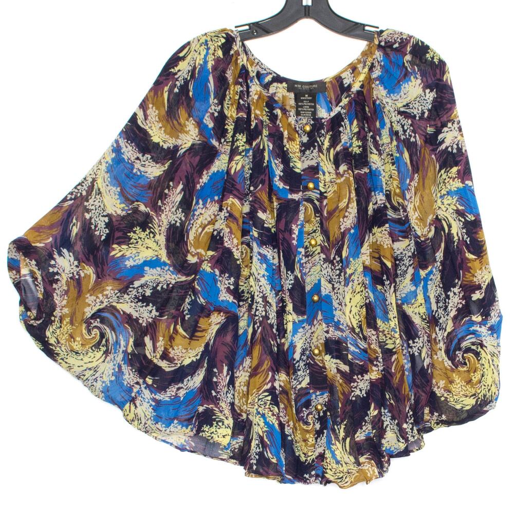 NWT MM Couture Miss Me Boho Peasant Button Up Top Flowy Festival Cottagecore M